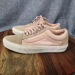 Vans Old Skool Low Top Pink Woven Check / "Spanish Villa" Suede Women's Size 9.0